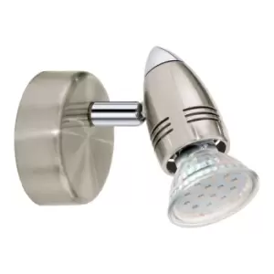 Image of Wall 1 Spot Light Colour Satin Nickel Chrome Plated Bulb GU10 1x3W Included