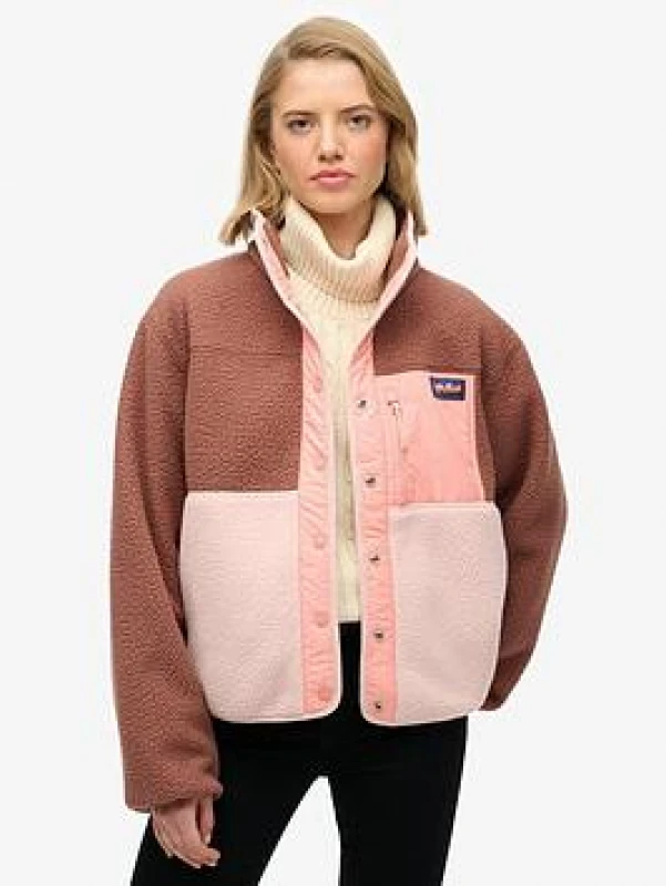 Image of Superdry Womens fleece Superdry Colour Block Marron Female M