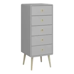 Image of Softline Bedroom Softline 5 Drawer Narrow Chest Grey