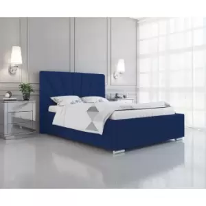 image of Khuduro Bed King Plush Velvet Blue