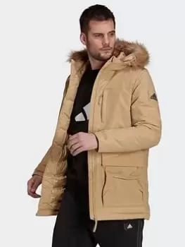 Image of adidas Utilitas Hooded Parka - Beige, Brown Size M Men