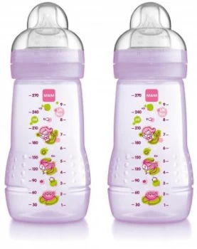 image of MAM Baby Bottle Medium Flow Teat 270ml 2+ Months Pink