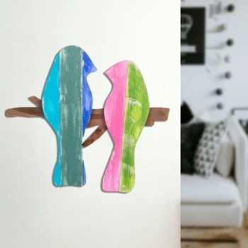 Image of Bird - Multicolor Multicolor Decorative Wooden Wall Accessory