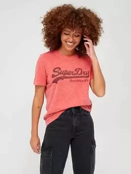 Image of Superdry Vintage Logo Borough T-Shirt - Red, Size 12, Women