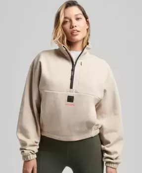 Image of Superdry Womens Tech Batwing Half Zip Sweatshirt Beige / Feather Grey - Size: 14