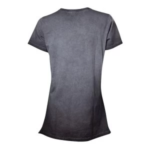 Image of Nintendo - 3D Logo On Oil Washed Background Womens X-Large T-Shirt - Grey