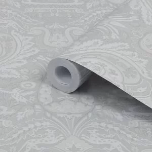 Laura Ashley Heraldic Slate Grey Damask Smooth Wallpaper