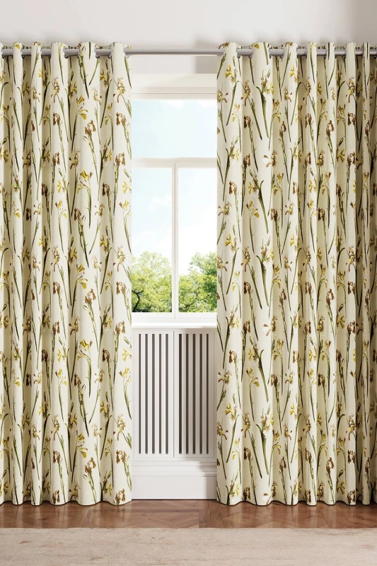 Image of Ted Baker 'Wild Iris' Cotton Lined Curtains in Cream Size: 228cm width x 137cm drop Cream 228cm width x 137cm drop Unisex 5016709730716