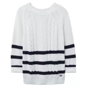 Image of Crew Clothing Womens Rita Cable Jumper White/Navy 18
