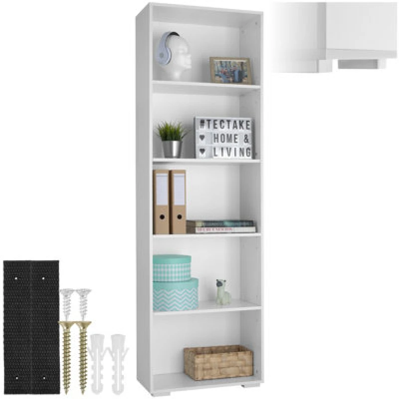 Image of Tectake Bookshelf Lexi - Bookcase With 5 Shelves - White