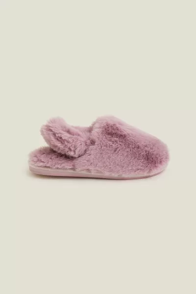 image of Accessorize Faux Fur Slingback Slipper - Purple