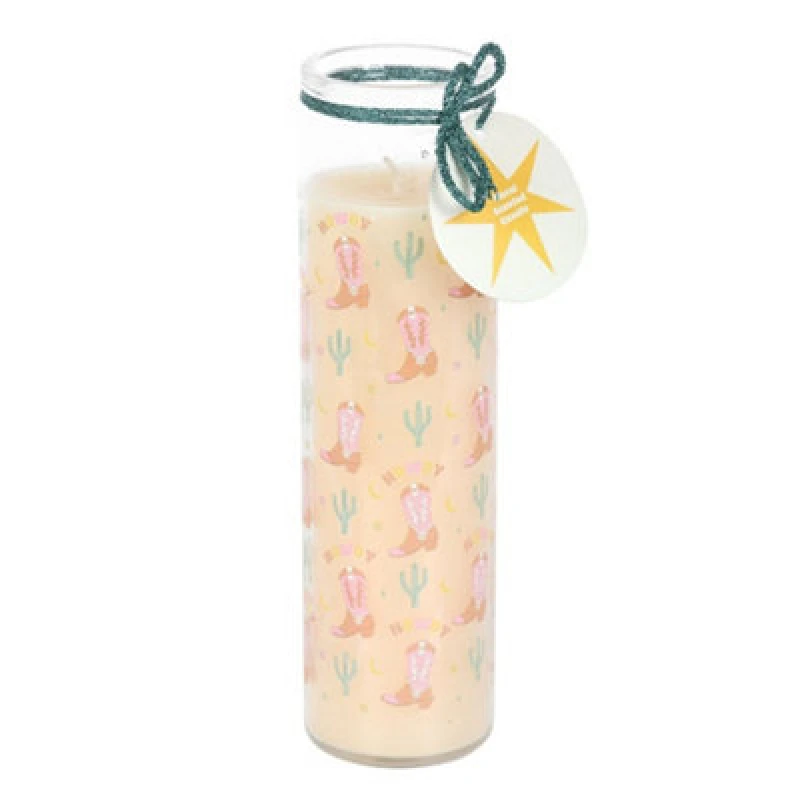 Image of Something Different Something Different Howdy Floral Cowboy Boot Tube Candle in Orange Orange One Size Unisex 5063693744908