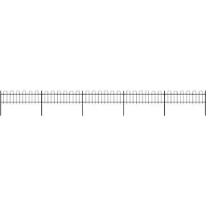 Image of Garden Fence with Hoop Top Steel 8.5x0.6 m Black Vidaxl Black