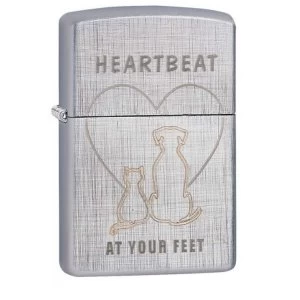 Image of Zippo Heartbeat Linen Weave Finish Windproof Lighter