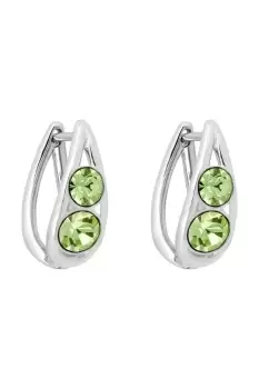 image of Recycled Sterling Silver & Peridot Green CZ Teardrop Hoop Earrings