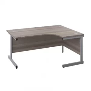 Image of 1600 X 1200 Single Upright Right Hand Radial Desk Grey Oak-Silver