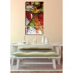 Image of 3P204045CS-9 Multicolor Decorative Canvas Wall Clock (3 Pieces)