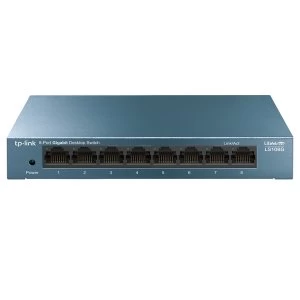 image of TP-LINK (LS108G) 8-Port Gigabit Unmanaged Desktop LiteWave Switch UK Plug