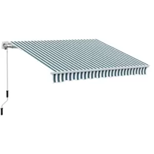 Image of Outsunny 4m x 3(m) Garden Patio Manual Awning Canopy Sun Shade Shelter Retractable Green and White