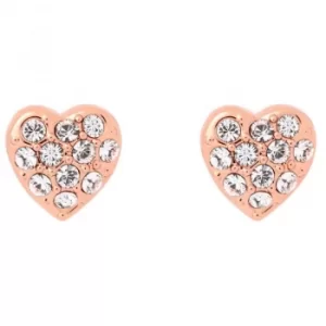 Image of Ted Baker Ladies Rose Gold Plated Pave Crystal Heart Stud Earrings