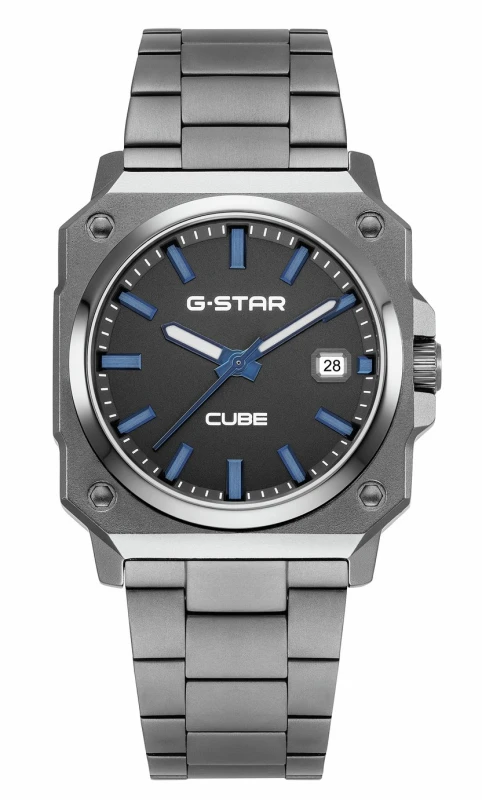 Image of G Star G Star Cube Mens Grey Stainless Steel Bracelet Watch