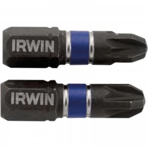 Image of Irwin Impact Pozi Screwdriver Bit PZ3 25mm Pack of 2