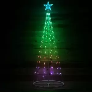 image of Snowtime - 6ft (1.8m) Christmas Cone Tree with 140 Colour Changing LEDs and Remote Control