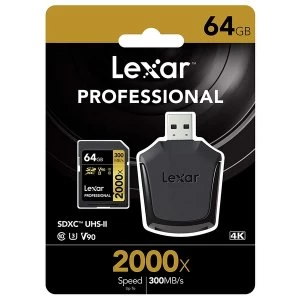 Image of Lexar Professional 2000x SDXC UHS-II Card 64GB