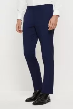 Image of Mens Skinny Fit Navy Textured Suit Trousers
