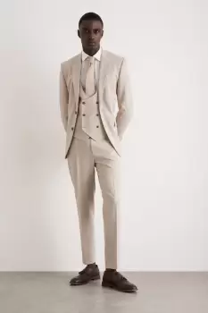 Image of Mens Skinny Fit Neutral Semi Plain Waistcoat