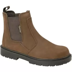 Image of Grafters Mens Brown Waxy Leather Safety Dealer Boots (10 UK) (Brown) - Brown