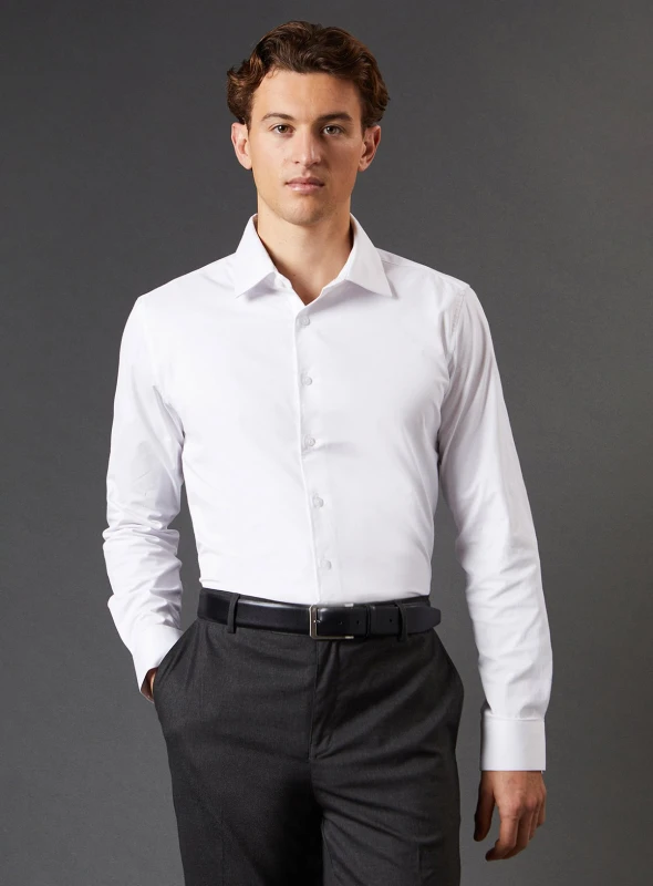 Image of Burton BURTON White Easy Iron Slim Fit Shirt 15.5