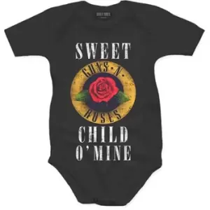 Image of Guns N' Roses - Child O' Mine Rose Kids 6-9 Months Baby Grow - Black