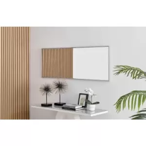 Image of Furniturebox Emma 140x50cm Silver Rectangle Contempary Metal Frame Wall Mirror Hallway Living Room Dining Room Bedroom