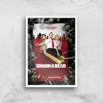 Shaun Of The Dead Giclee Art Print - A4 - White Frame