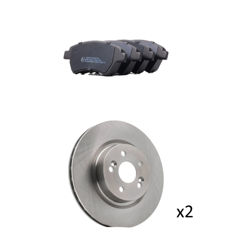 Image of RIDEX 3405B3105 Brake disc and pads set Front Axle, Brake Disc Type: Vented, not prepared for wear warning indicator Brake Set,disc brakes (3405)