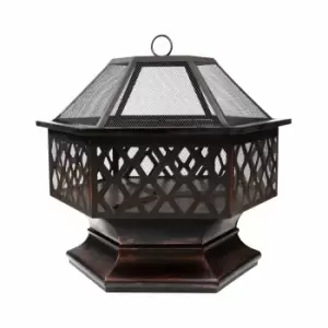 image of Gardenkraft Outdoor Garden Heater Bronze Firepit - Black