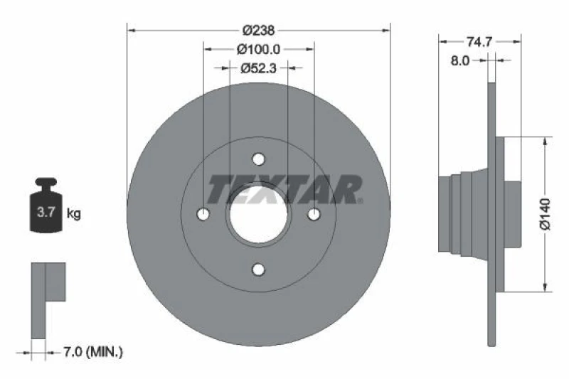 Image of Brake disc TEXTAR 92081200