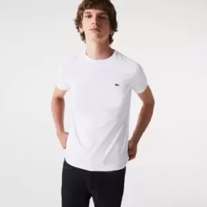 Image of Lacoste Mens Crew Neck Pima Cotton Jersey T-Shirt Size 3 - S White