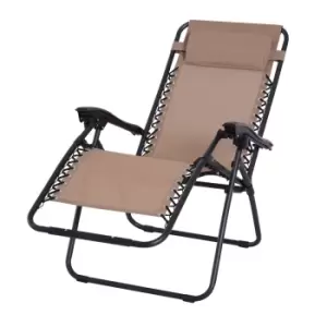 Image of Outsunny Zero Gravity Lounger w/ Head Pillow - Beige