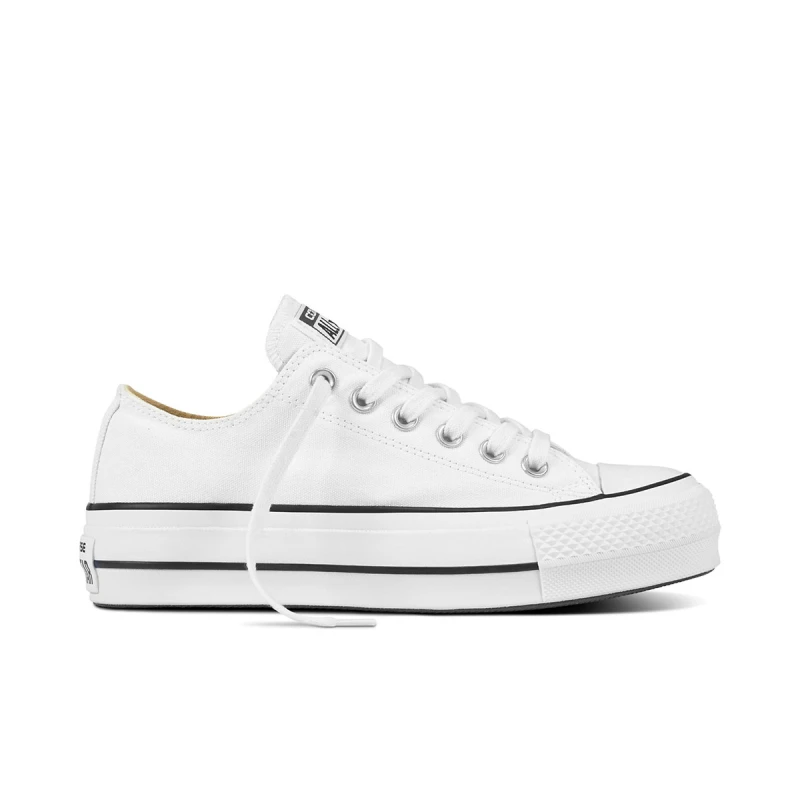 Image of Converse Womens All Star Low Platform Trainers White Black, 7.5