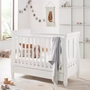 image of Babymore Eva Sleigh Cot Bed with Drawer White