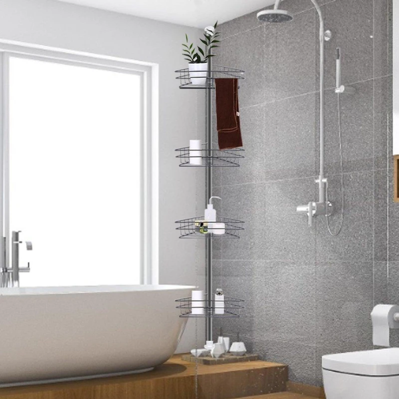 Image of LIFE IDEAS 4 Tier Metal Corner Shower Shelf Black unisex One size