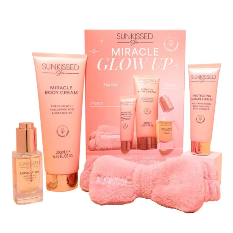 Image of Sunkissed Miracle Glow Up Gift Set 40ml Protective Miracle Balm + 30ml Miracle Oil + 200ml Body Cream + Headband 1 Piece