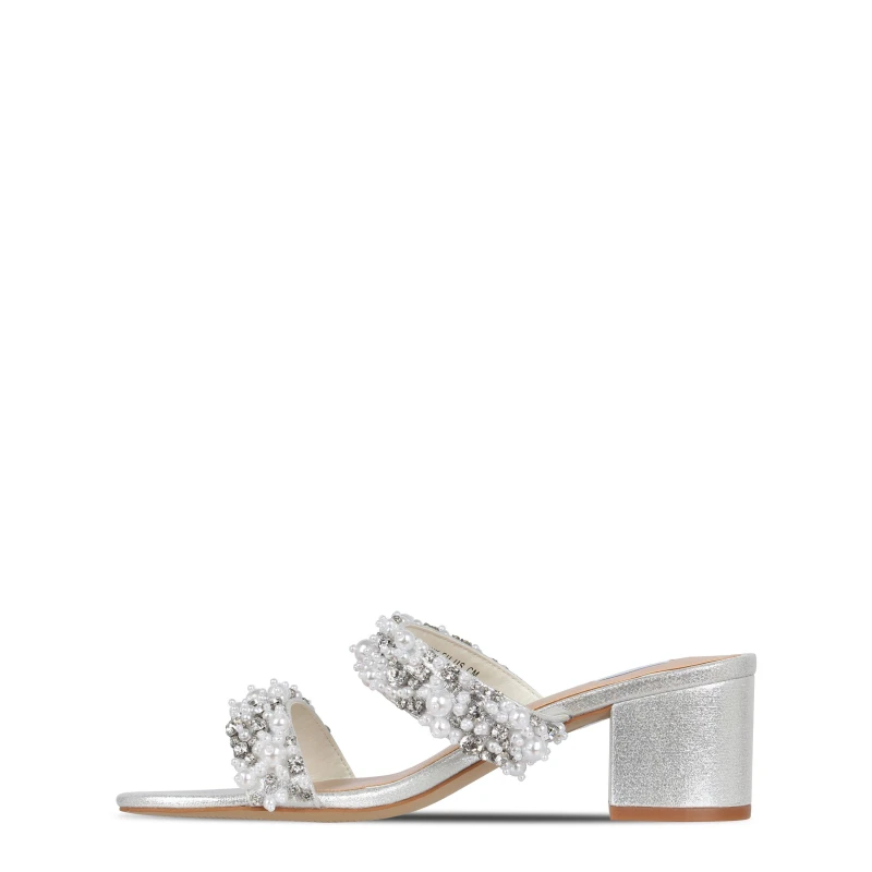 Image of Biba Biba 2 Strap Block Heel Sandal - Silver Silver 3
