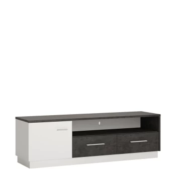 image of Solan 1 Door 2 Drawer Wide TV Unit - Grey & White