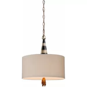 Image of 2 Bulb Ceiling Pendant Light Fitting Black Cream And Gold Leaf LED E27 60W