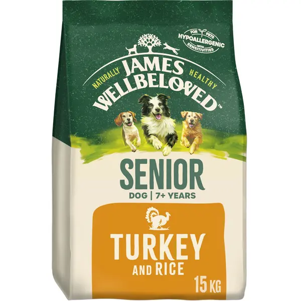 image of James Wellbeloved Turkey and Rice Senior Dog Food 15kg