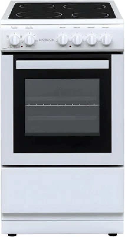 Image of Statesman Freestanding Single Cavity Electric Cooker With x4 Ceramic Hobs White