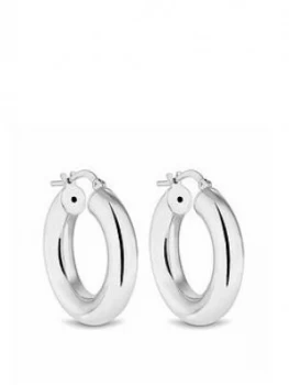 image of Simply Silver Sterling Silver Polished Small Tube Hoop Earrings